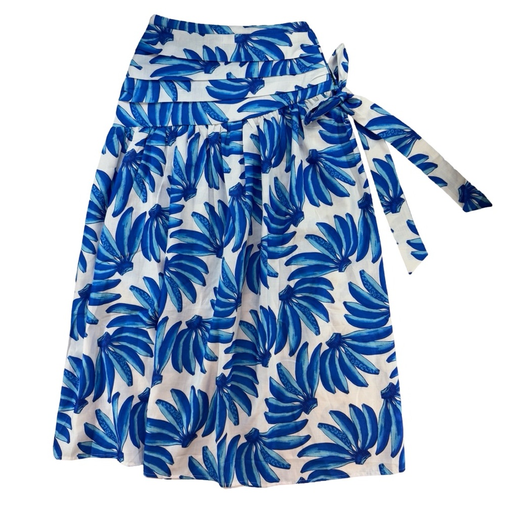 HT 360 Collective Blue and White Banana Print Skirt Beach sz Small